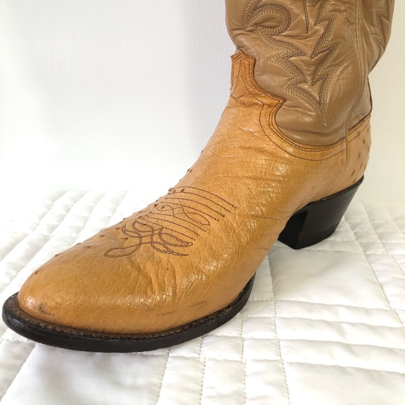 Vintage Justin 8737 Ostrich Quill Leather Boots. Sz 10E - Picture 9 of 15